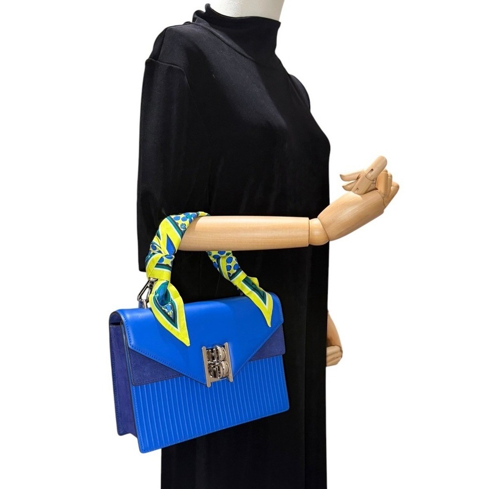Henri Bendel Plaza Top Handle Satchel Blue Plaza Leather Suede NWOT Crossbody - Picture 3 of 16
